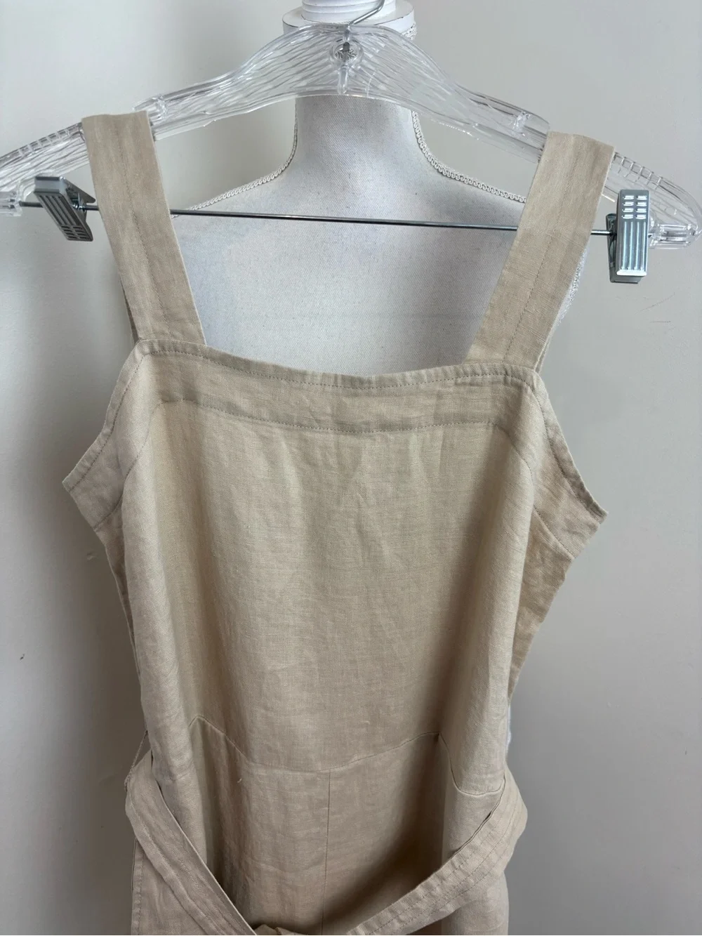 Quince 100% European Linen Square Neck Jumpsuit In Driftwood Size Small NWT